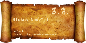 Bloksa Noémi névjegykártya